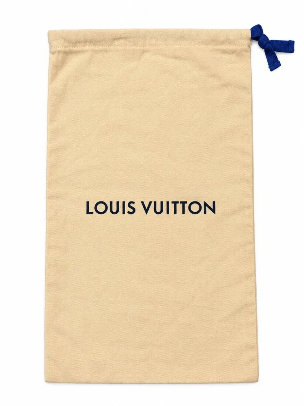 Louis Vuitton Beige Drawstring Dust Bag Storage Cover Blue Cord 15.5